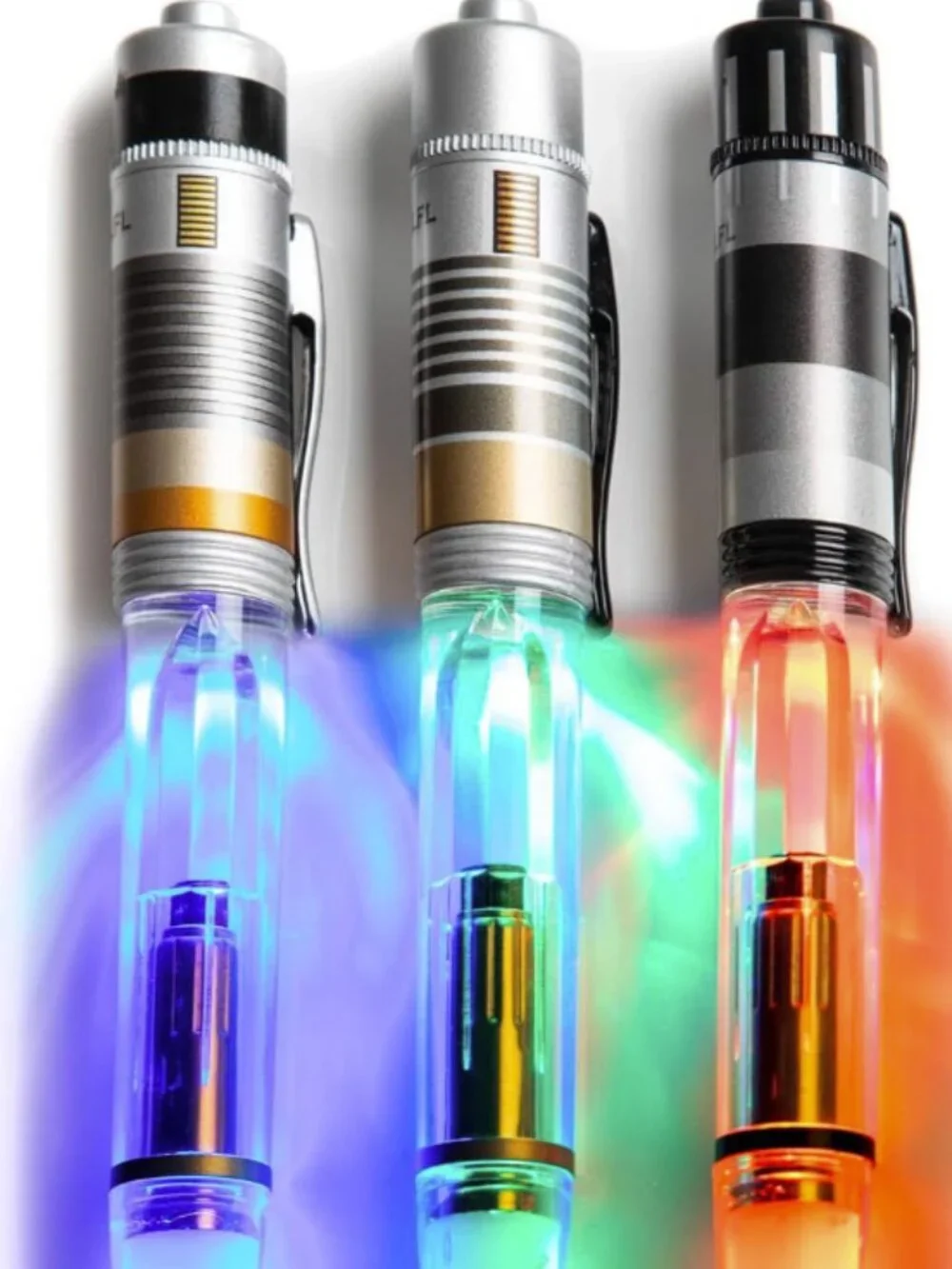 Star Wars Light Saber Pens SET OF 3. Pens LIGHT UP. Vader, Skywalker & OBI-1 - Picture 3 of 10